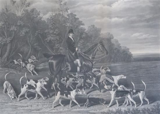 Hunt after Loder, coloured aquatint, William Long, Huntsman to His Grace The Duke of Beaufort, and a James Scott lithograph of a huntsm